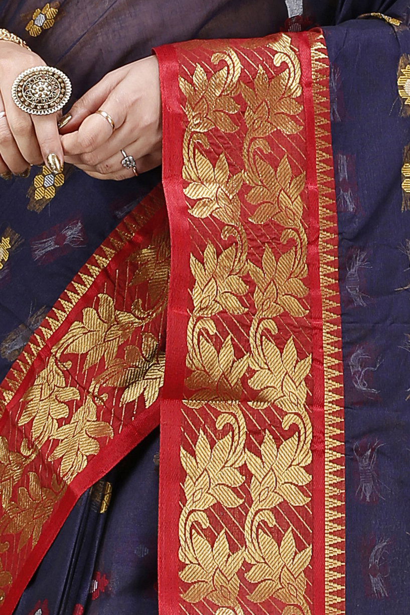 Naby Blue Pure Cotton Dui_Has Tant Saree (868)